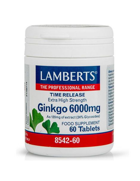 Ginkgo Biloba 6000 mg. Lamberts -  60 tabletas