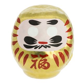 Daruma Japonés Dorado (Fortuna) Tierra Zen - 9.5x8 cm.