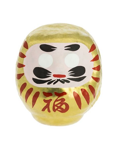 Daruma Japonés Dorado (Fortuna) Tierra Zen - 9.5x8 cm.