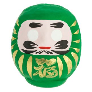 Daruma Japonés Verde (Salud) Tierra Zen - 6.5 cm.