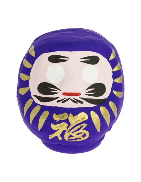 Daruma Japonés Púrpura (Armonía) Tierra Zen - 9x7.5 cm.