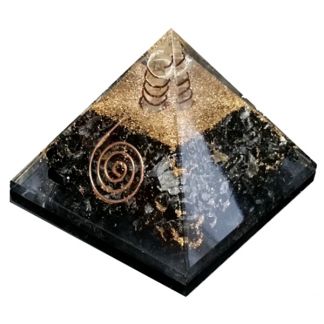 Orgonita Pirámide Turmalina Negra con Espiral 9x9 cm.