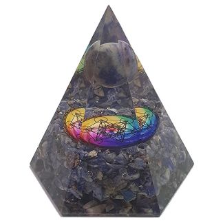 Orgonita Pirámide Hexagonal Sodalita con Esfera y Metatrón 7x8 cm.