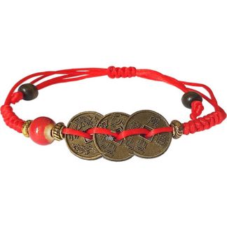 Pulsera Roja 3 Monedas Chinas (Atrae la Suerte y la Abundancia)