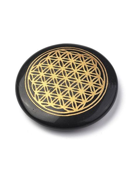 Placa de Obsidiana Grabada con Flor de la Vida