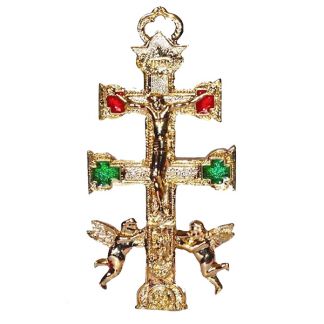 Cruz de Caravaca Dorada - 8 cm.
