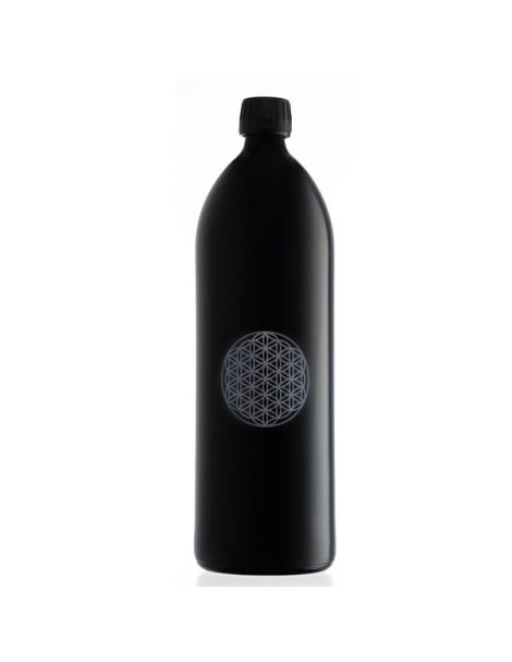 Botella de Vidrio Miron VioletGlass con Flor de la Vida - 1 litro