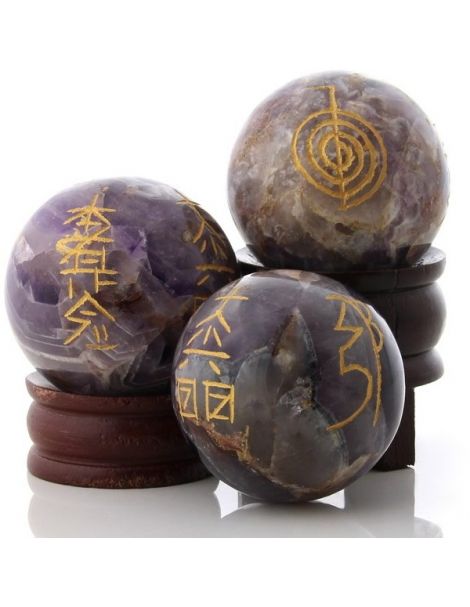 Esfera de Amatista con Símbolos Reiki - 5 cm. (1 unidad)