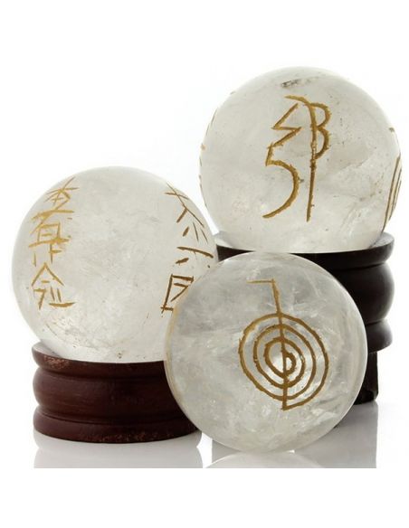 Esfera de Cuarzo Cristal de Roca con Símbolos Reiki - 5 cm. (1 unidad)