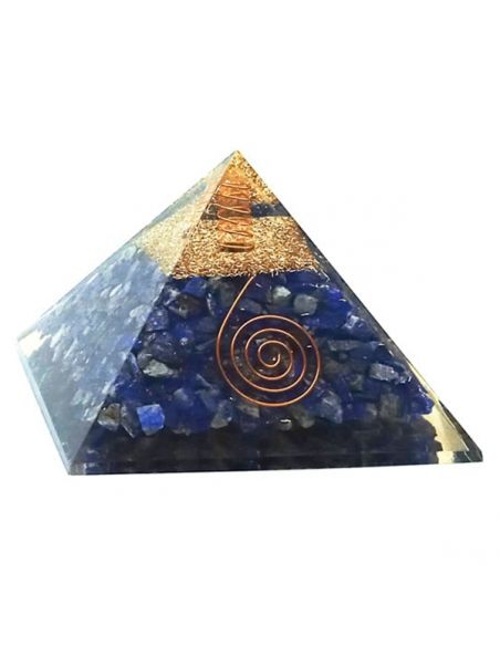 Orgonita Pirámide Lapislázuli con Espiral 9x9 cm.