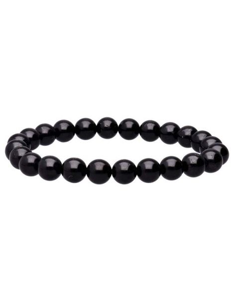 Pulsera Bolas Turmalina Negra - 8 mm.