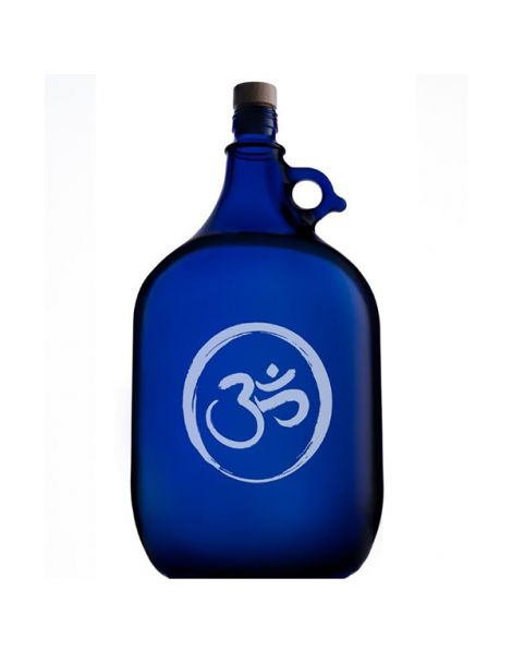 Garrafa de Vidrio Azul de Murano con Símbolo OM Grabado - 2 litros