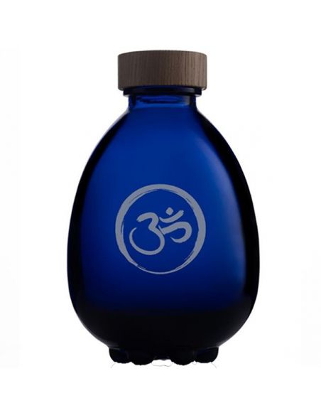 Botella de Vidrio Egg of Life con Símbolo OM Grabado y Tapón de Madera Vitbot - 500 ml.
