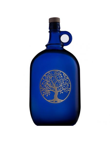 Garrafa de Vidrio Azul de Murano con Árbol de la Vida - 2 litros