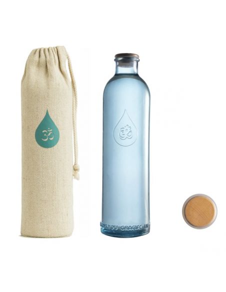 Botella de Cristal con Funda y Tapón Hermético Om Water - 1.2 litros