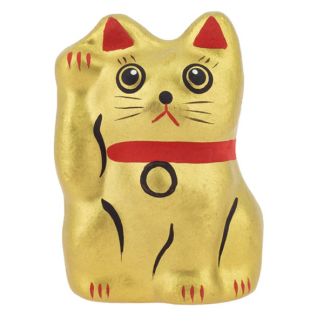 Maneki Neko Kin (El Gato de la Suerte) Prosperidad Tierra Zen - Dorado 4.8 cm.