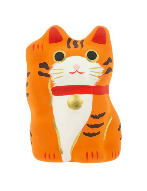 Maneki Neko Chatora (El Gato de la Suerte) Éxito Tierra Zen - Naranja 4.8 cm.