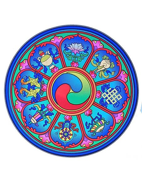 Adhesivo Símbolos Auspiciosos Tibetanos - 14 cm.