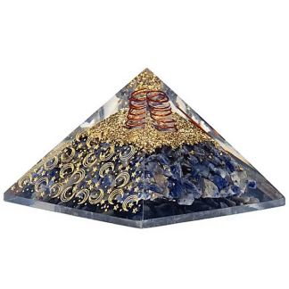Orgonita Pirámide Sodalita con Luna y Estrellas 7x7x6 cm.