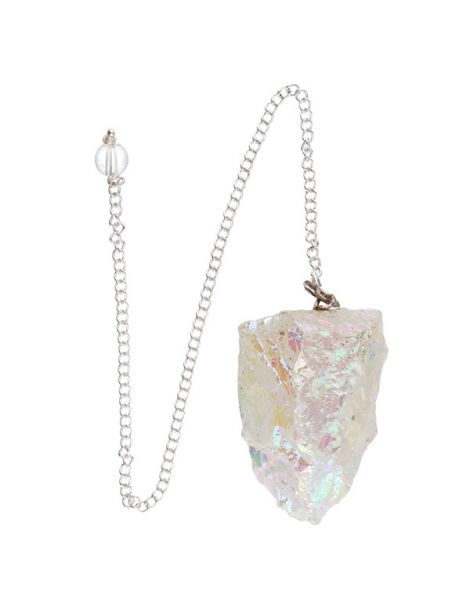 Péndulo de Cuarzo Aqua Aura Blanco Bruto