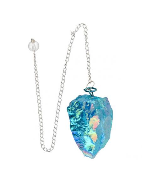 Péndulo de Cuarzo Aqua Aura Azul Bruto