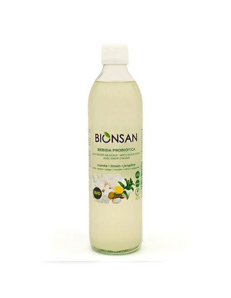 Bebida Probiótica de Agua con Menta Jengibre Ecológica Bionsan - 500 ml.