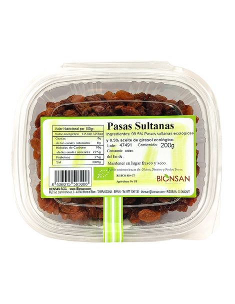 Pasas Sultanas Ecológicas Bionsan - 200 gramos
