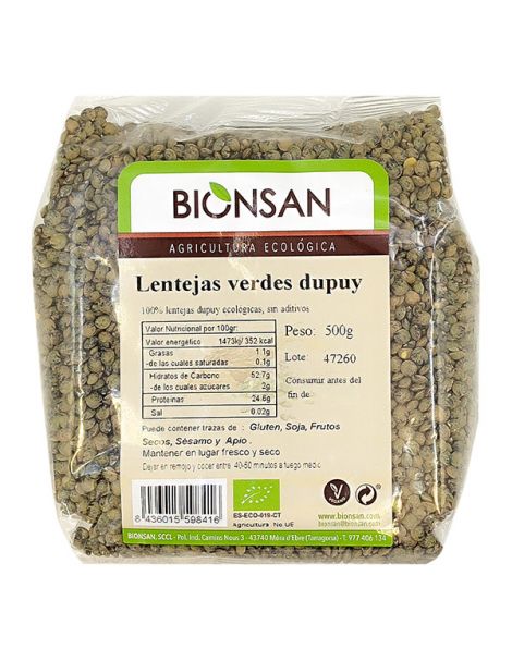 Lenteja Verde Dupuy Ecológica Bionsan - 500 gramos