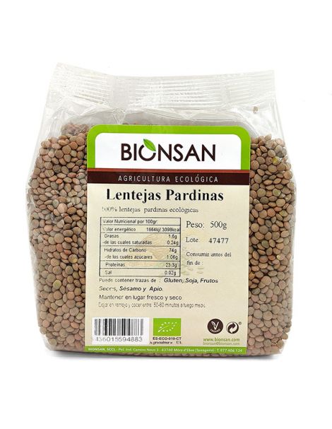 Lenteja Pardina Ecológica Bionsan - 500 gramos