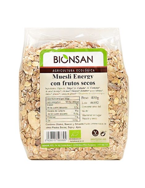 Muesli Energy con Frutos Secos Ecológico Bionsan - 400 gramos