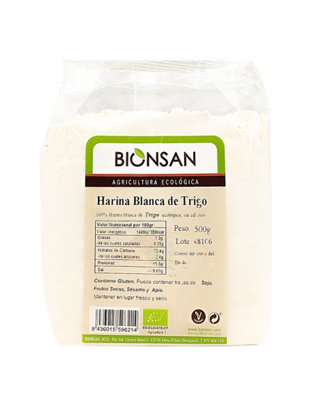 Harina de Trigo Blanca Ecológica Bionsan - 500 gramos