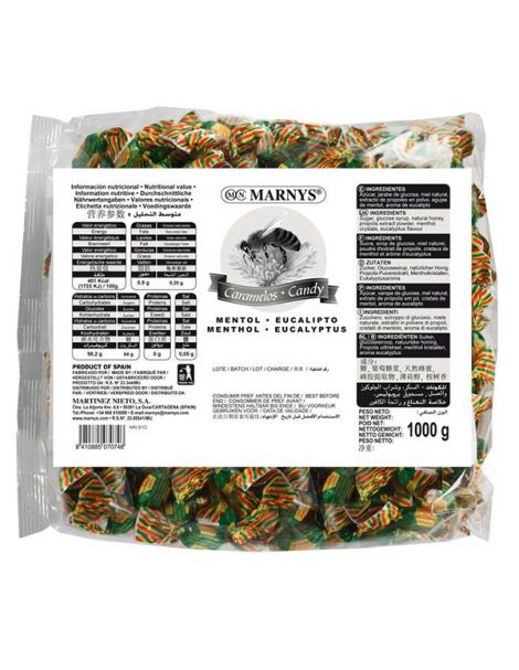 Caramelos de Propóleo, Miel, Mentol y Eucalipto Marnys - 1 Kg.