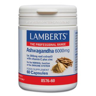 Ashwagandha 6000 mg. Lamberts - 60 cápsulas