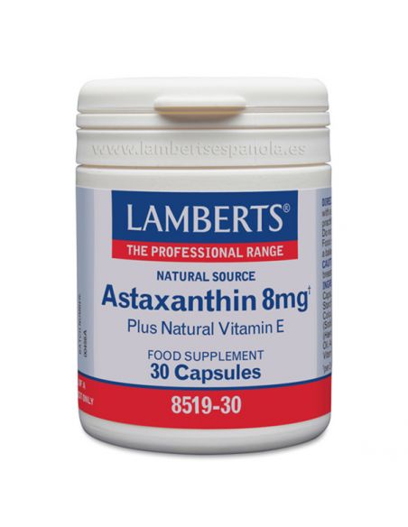 Astaxantina 8 mg. con Vitamina E Lamberts - 30 cápsulas