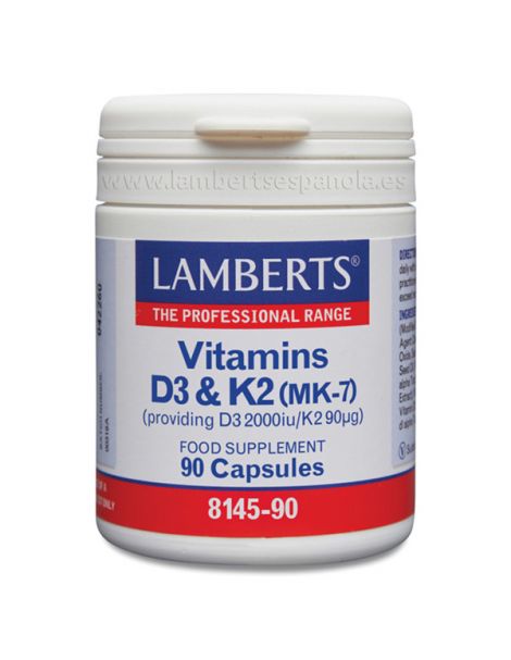 Vitamina D3 2000 UI y K2 90 mcg. Lamberts - 90 cápsulas