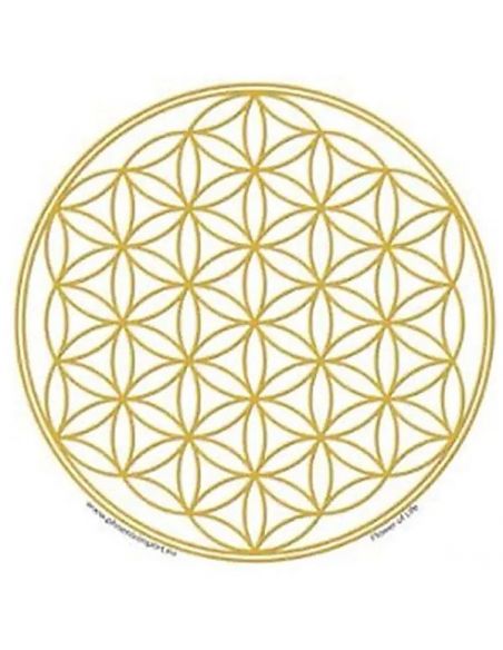 Adhesivo Flor de la Vida Dorado Fondo Blanco - 11.7 cm.