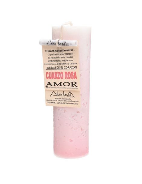 Vela Artesanal de Soja con Cuarzo Rosa - Amor