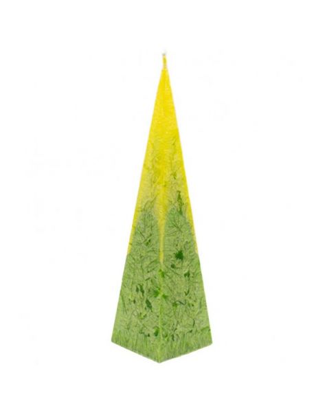 Vela Piramidal de Cera de Palma Tonos Verdes Canvela