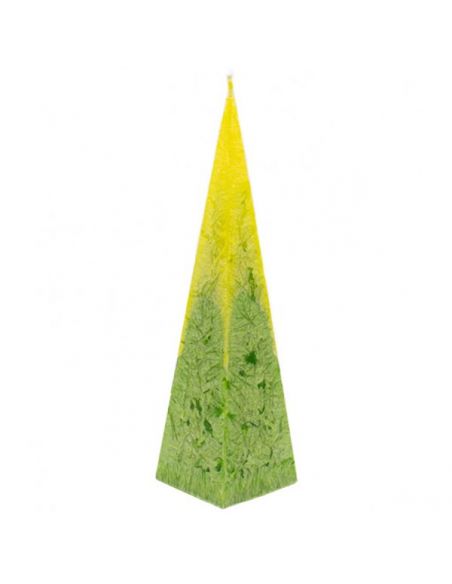 Vela Piramidal de Cera de Palma Tonos Verdes Canvela