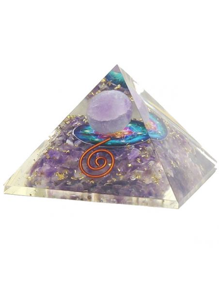 Orgonita Pirámide Amatista con Esfera, Metatrón y Espiral - 5.5 cm.