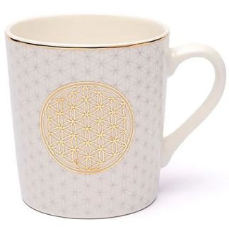Taza de Té y Café Blanca con Flor de la Vida - 250 ml.