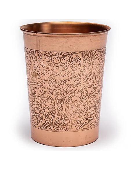 Vaso de Cobre con Diseño Floral - 250 ml.
