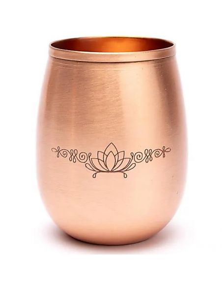 Vaso de Cobre con Flor de Loto Grabada a Laser - 350 ml.