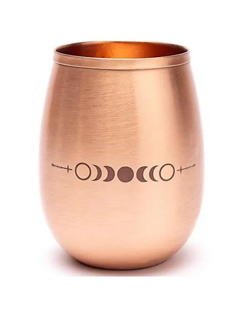 Vaso de Cobre con Fases Lunares Grabadas a Laser - 350 ml.