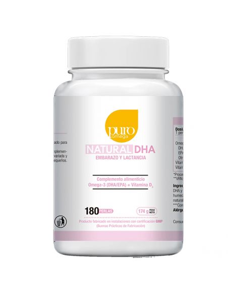 Natural DHA Embarazo y Lactancia Puro Omega - 180 perlas