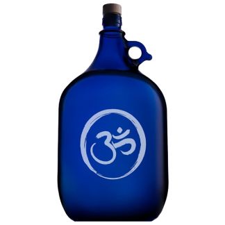 Garrafa de Vidrio Azul de Murano con Símbolo OM Grabado - 2 litros