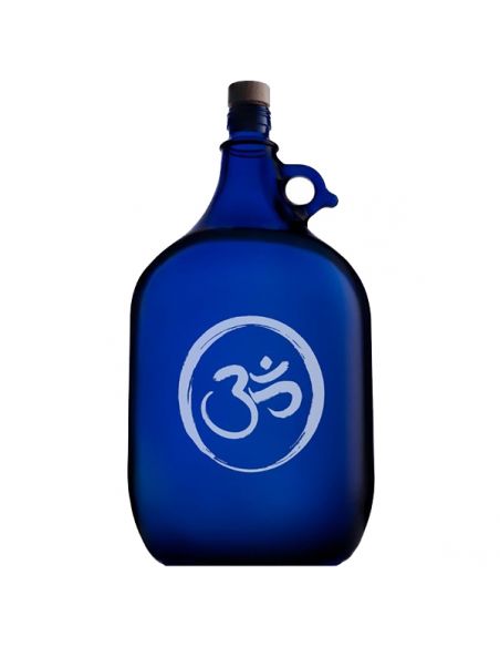 Garrafa de Vidrio Azul de Murano con Símbolo OM Grabado - 2 litros