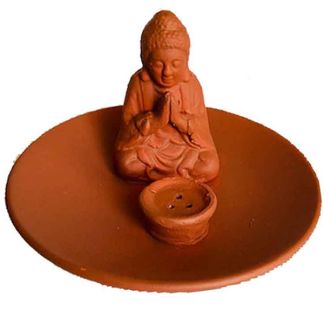 Incensario Plato de Arcilla con Buda