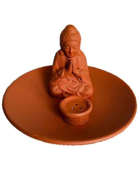 Incensario Plato de Arcilla con Buda