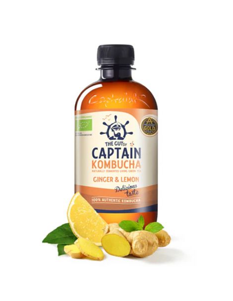 Bebida Kombucha Jengibre y Limón Bio Captain Kombucha - 400 ml.